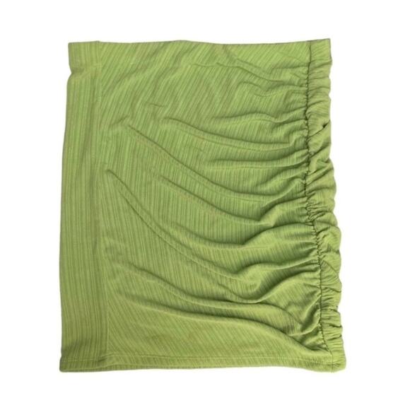Naked Wardrobe Lime Green Ruched Bodycon Mini Skirt Size L NWOT - Picture 2 of 6